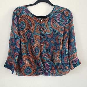 Bebe Top Small Size S Womens 3/4 Sleeve Draped